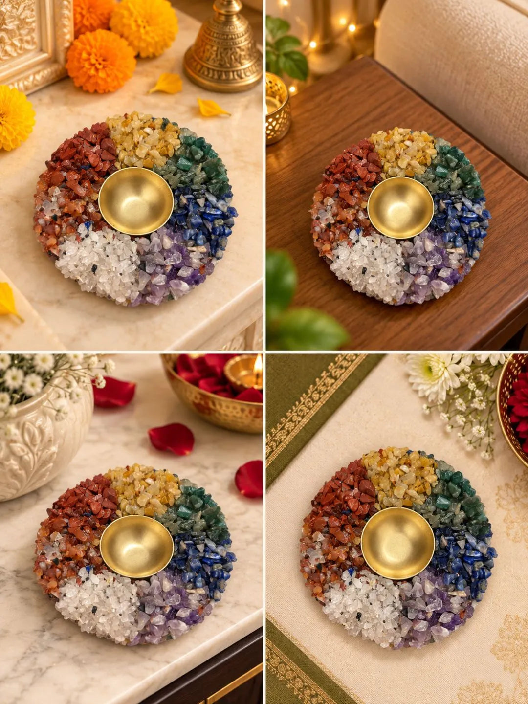 Multicolour Gemstone Diya