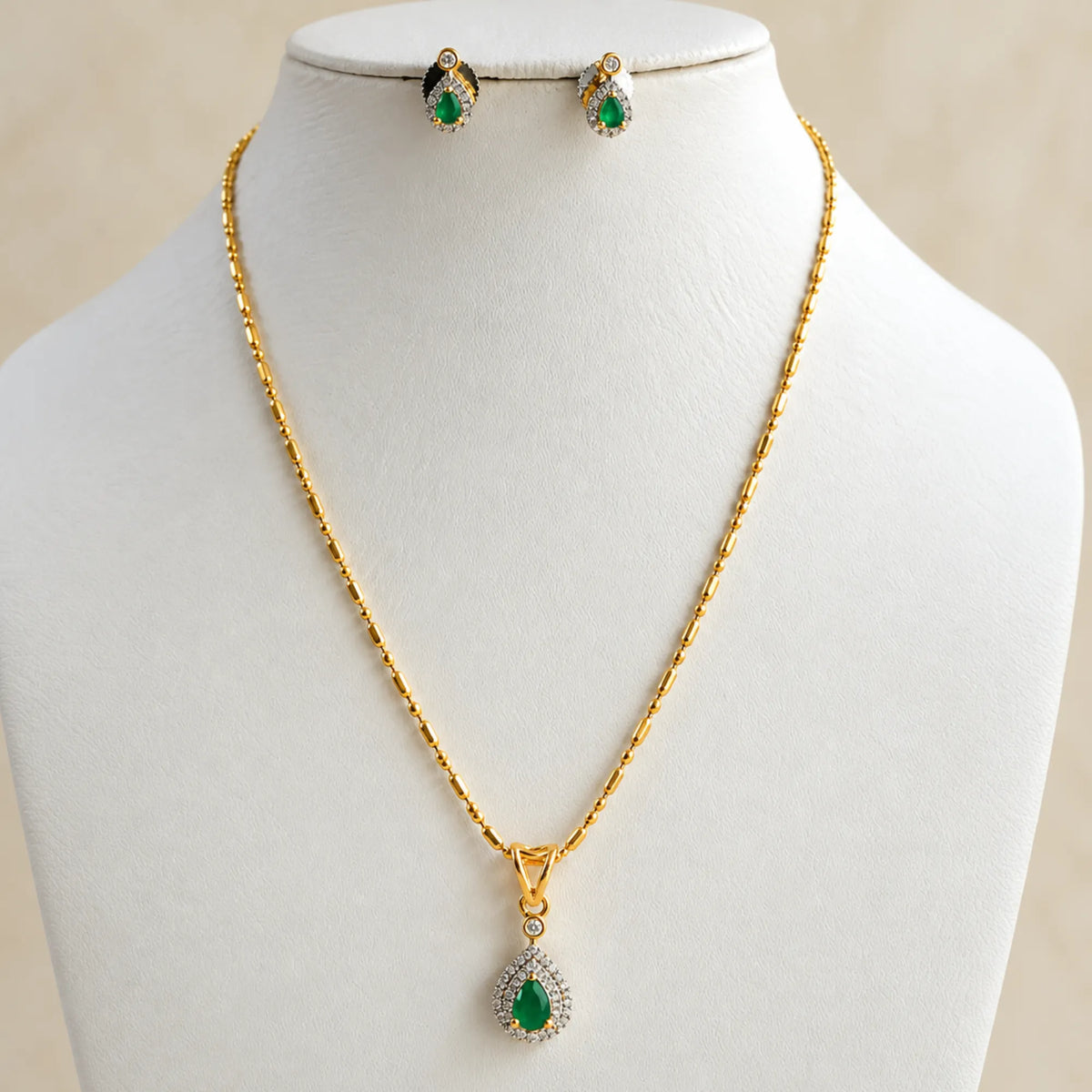 Meher Green Drop Necklace Set