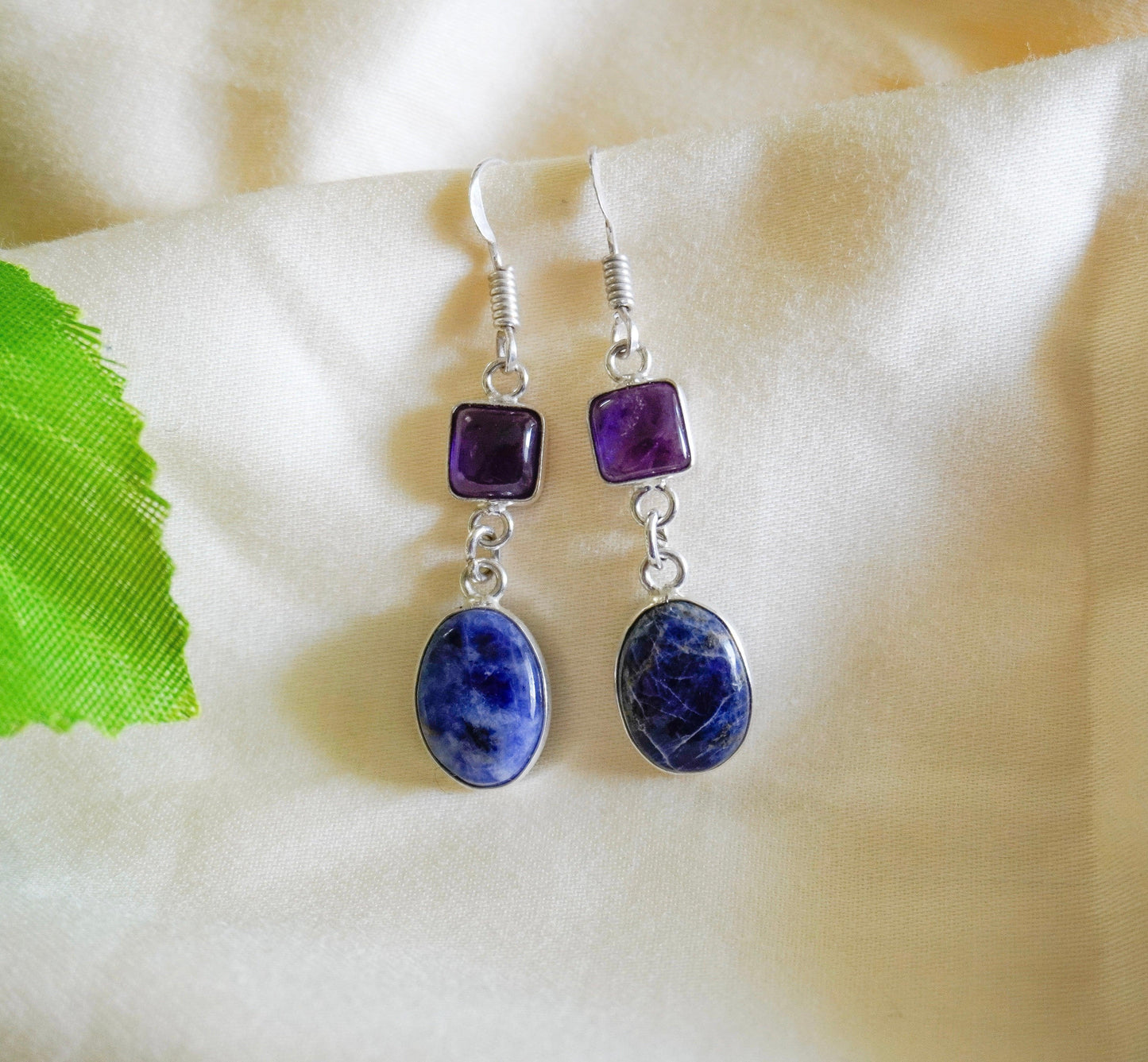 Amethyst & Sodalite Drop Earrings - ZyoraStore