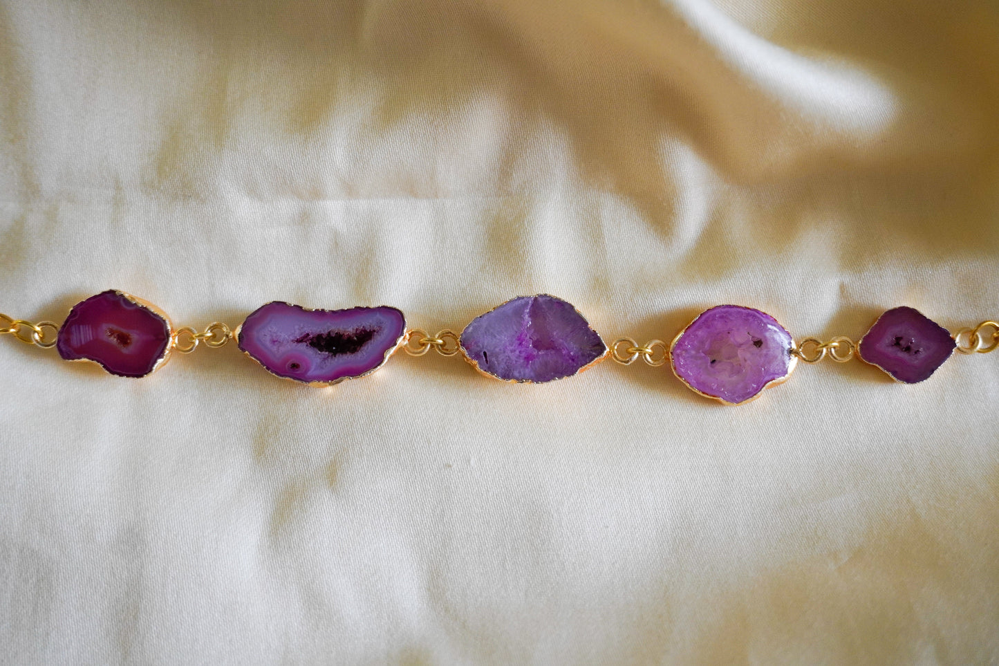 Pink Druzy Slice Bracelet - ZyoraStore