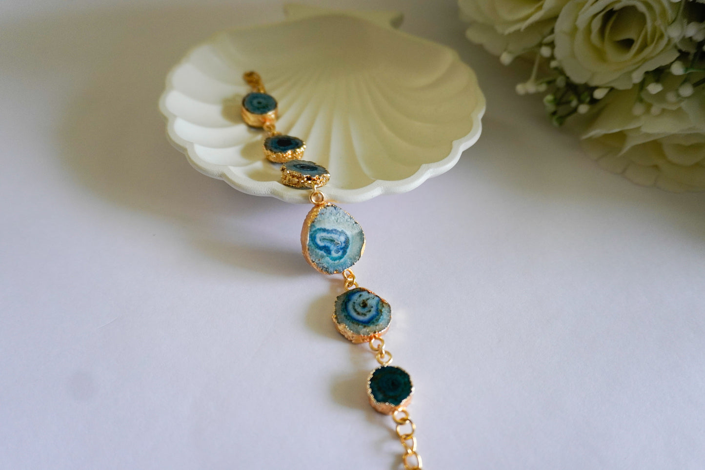 Blue Druzy Slice Stone Bracelet - ZyoraStore