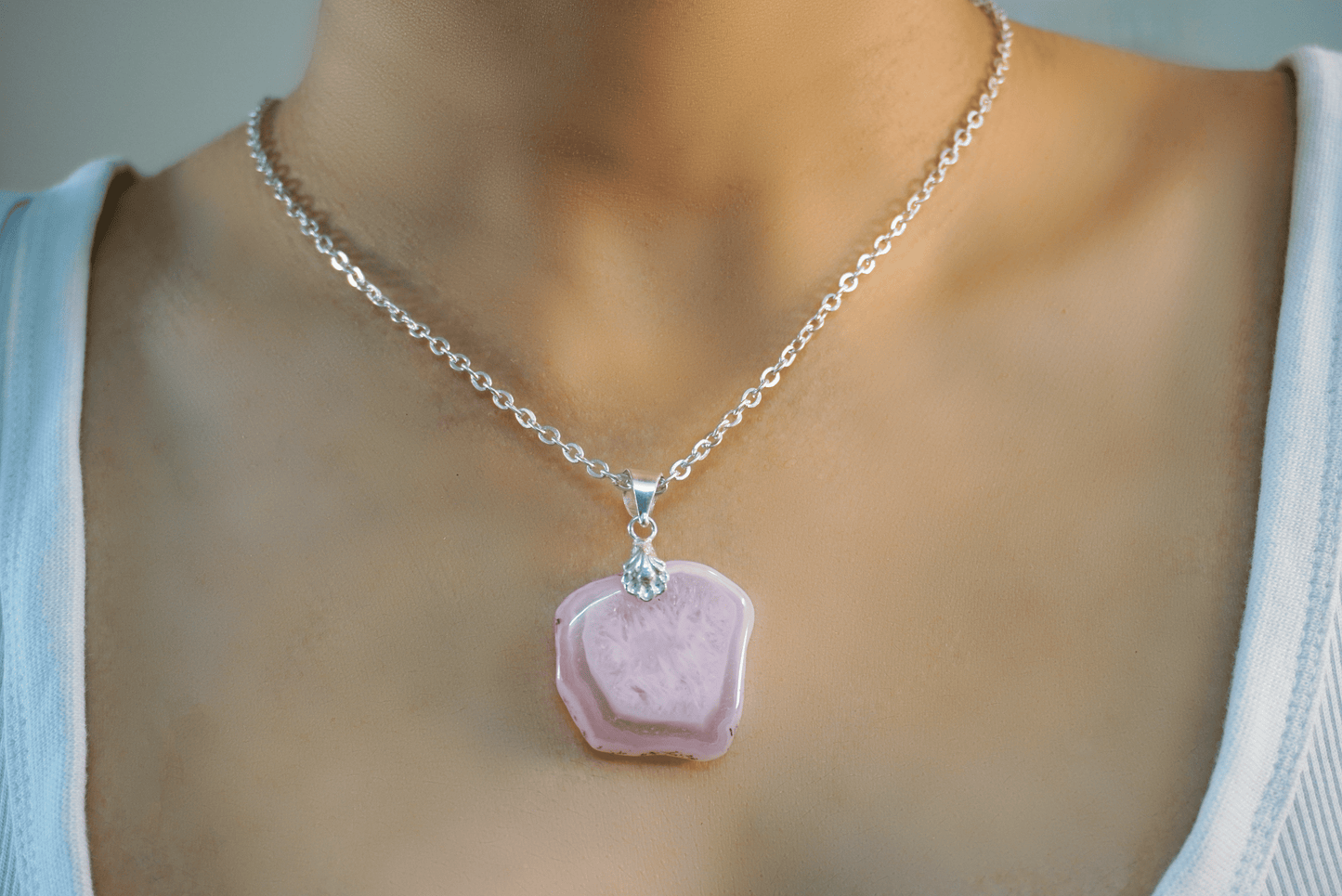 Pink Druzy Necklace