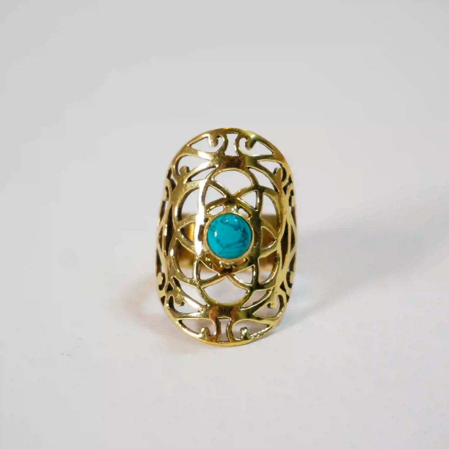 Turquoise Carved Ring
