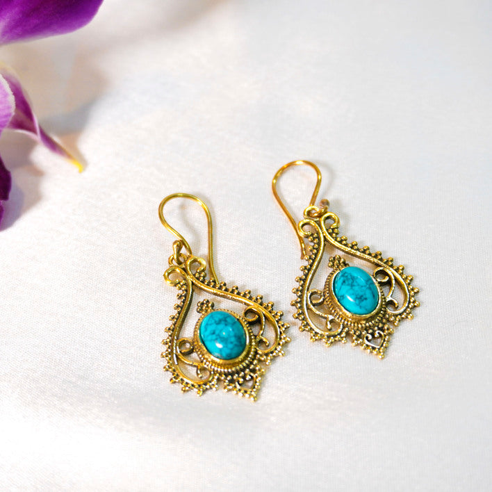 Turquoise Crown Earrings