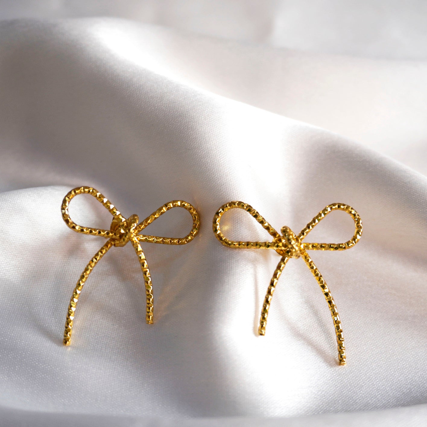 Golden Bow Stud Earrings