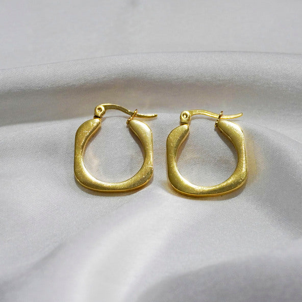 Sculpted Gold Hoops Earrings