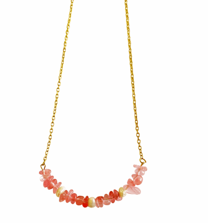 Rose Quartz & Pearl Love Necklace