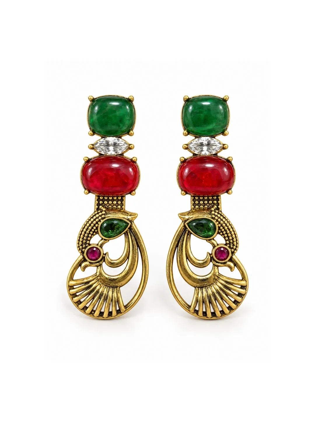 Green Mayuri Earrings