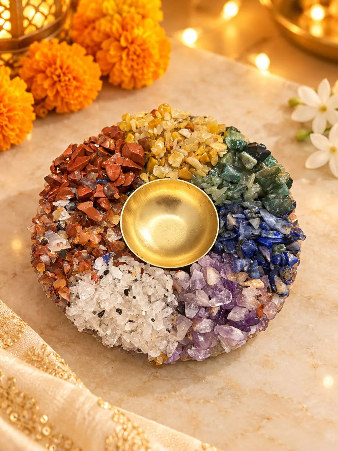 Multicolour Gemstone Diya