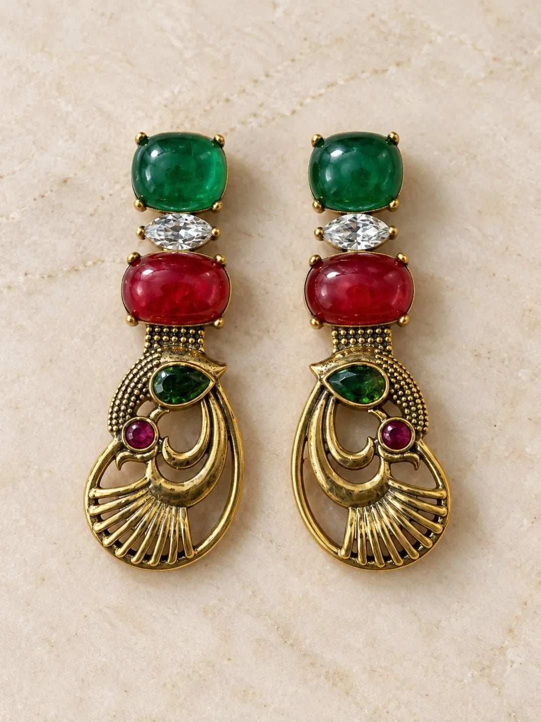 Green Mayuri Earrings