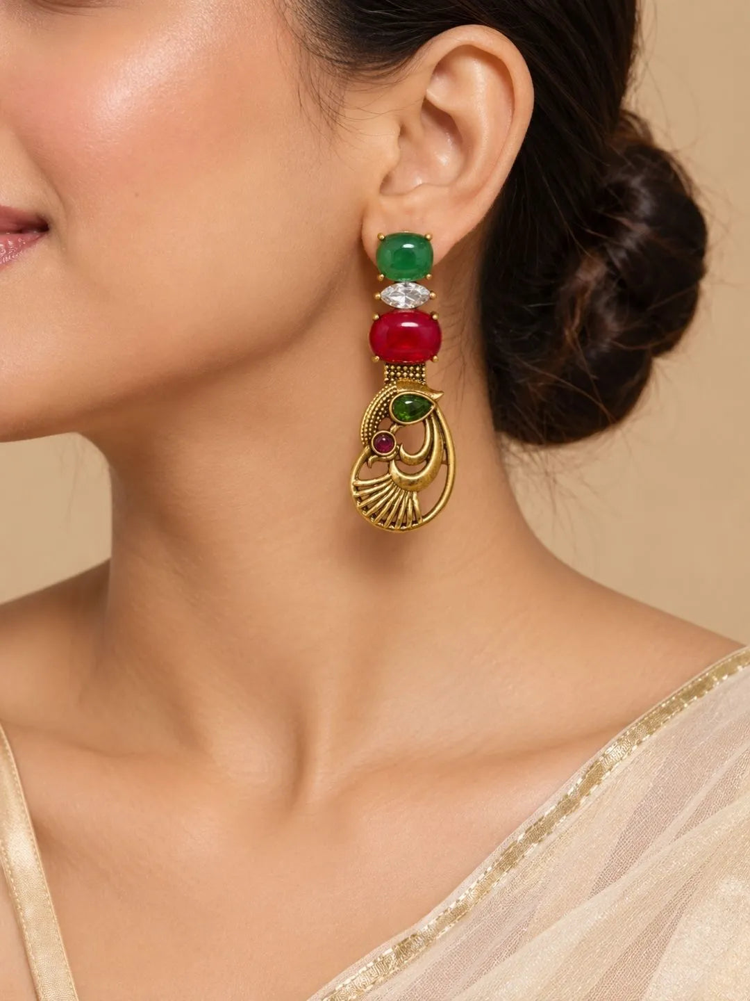 Green Mayuri Earrings