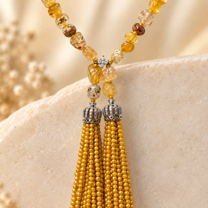 Yellow Tassel Statement Necklace