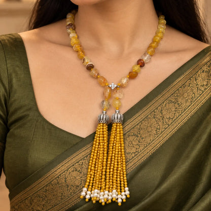 Yellow Tassel Statement Necklace