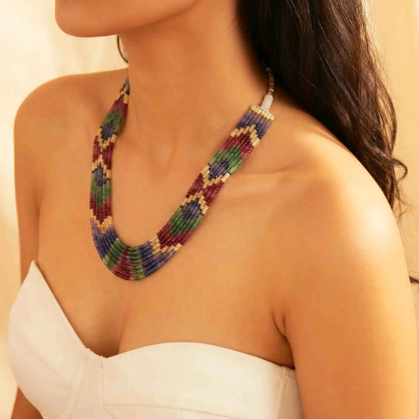 Multi Sapphire Crystal Necklace