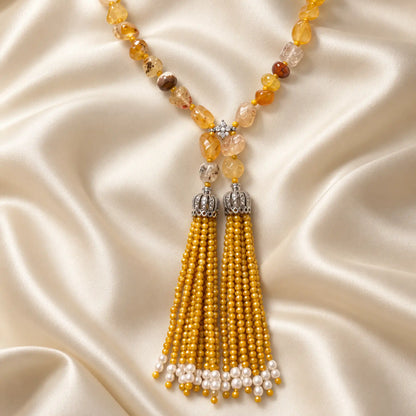 Yellow Tassel Statement Necklace