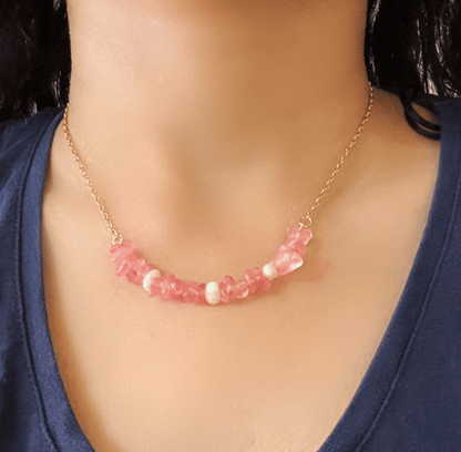 Rose Quartz & Pearl Love Necklace