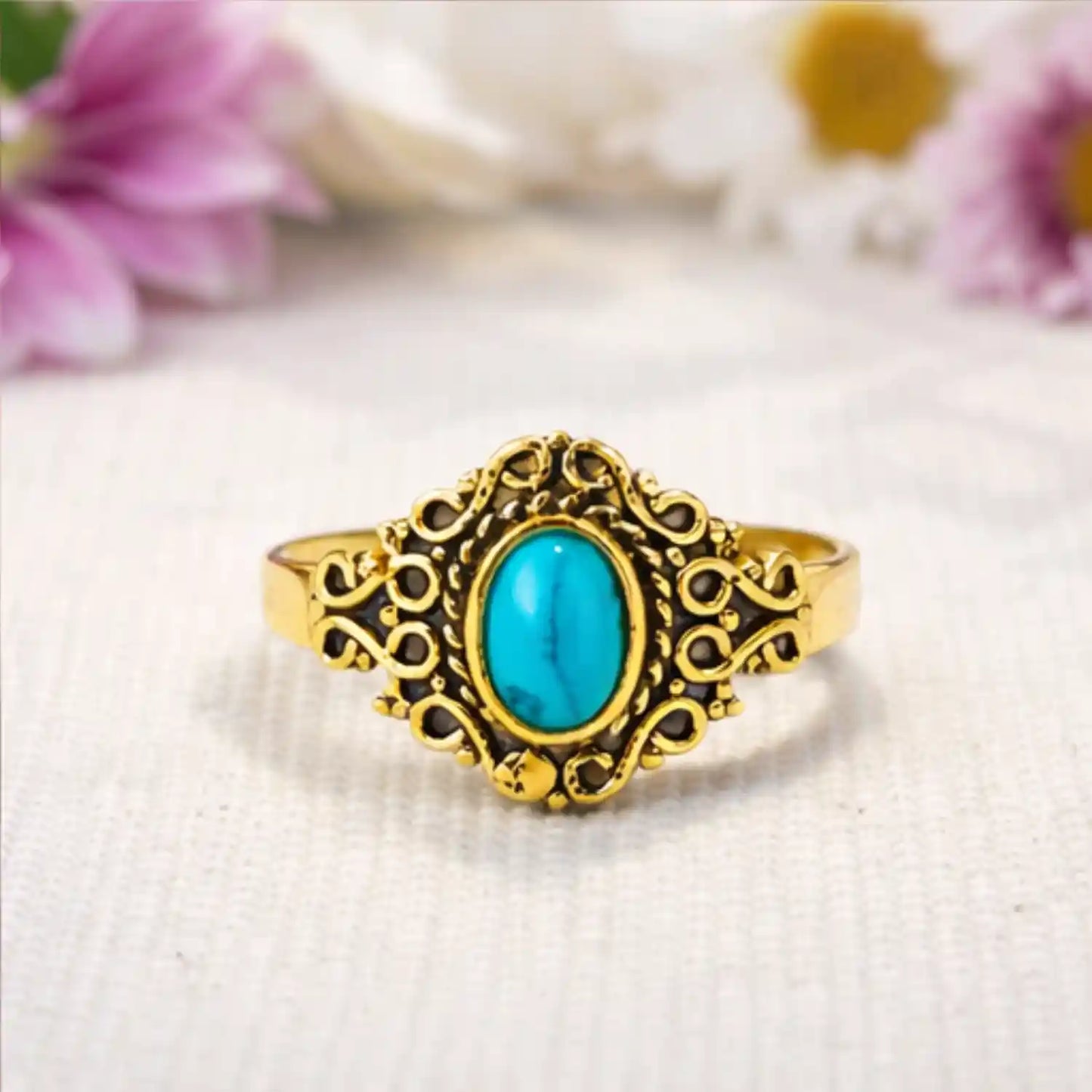 Turquoise Mandala Ring