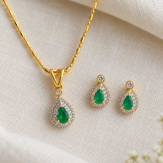 Meher Green Drop Necklace Set