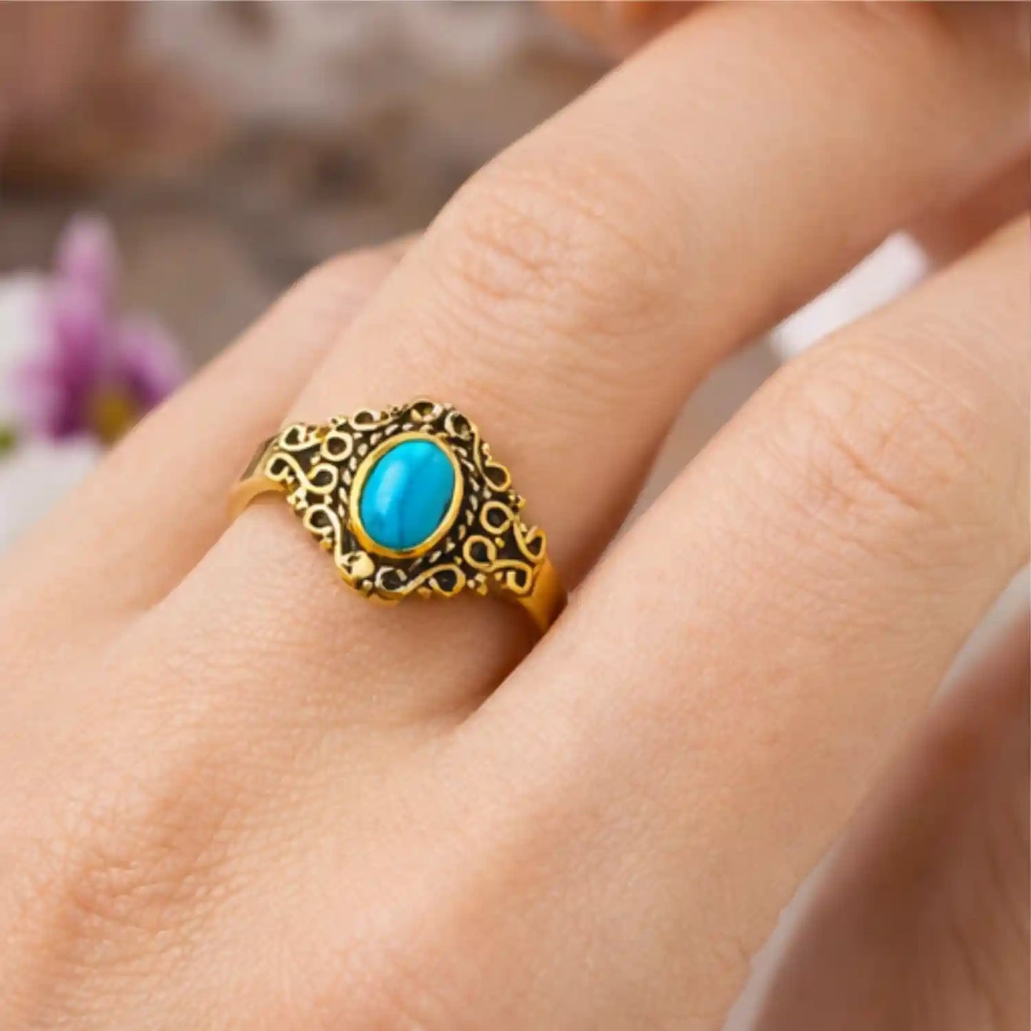 Turquoise Mandala Ring