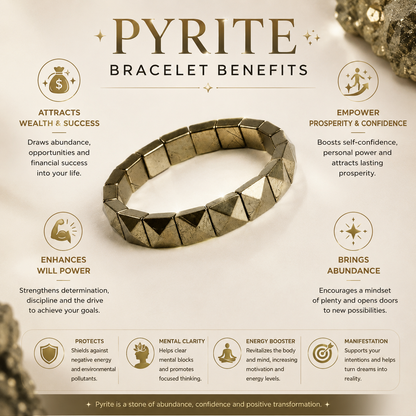 Pyrite Pyramid Bracelet – Natural Wealth & Success Stone Bracelet