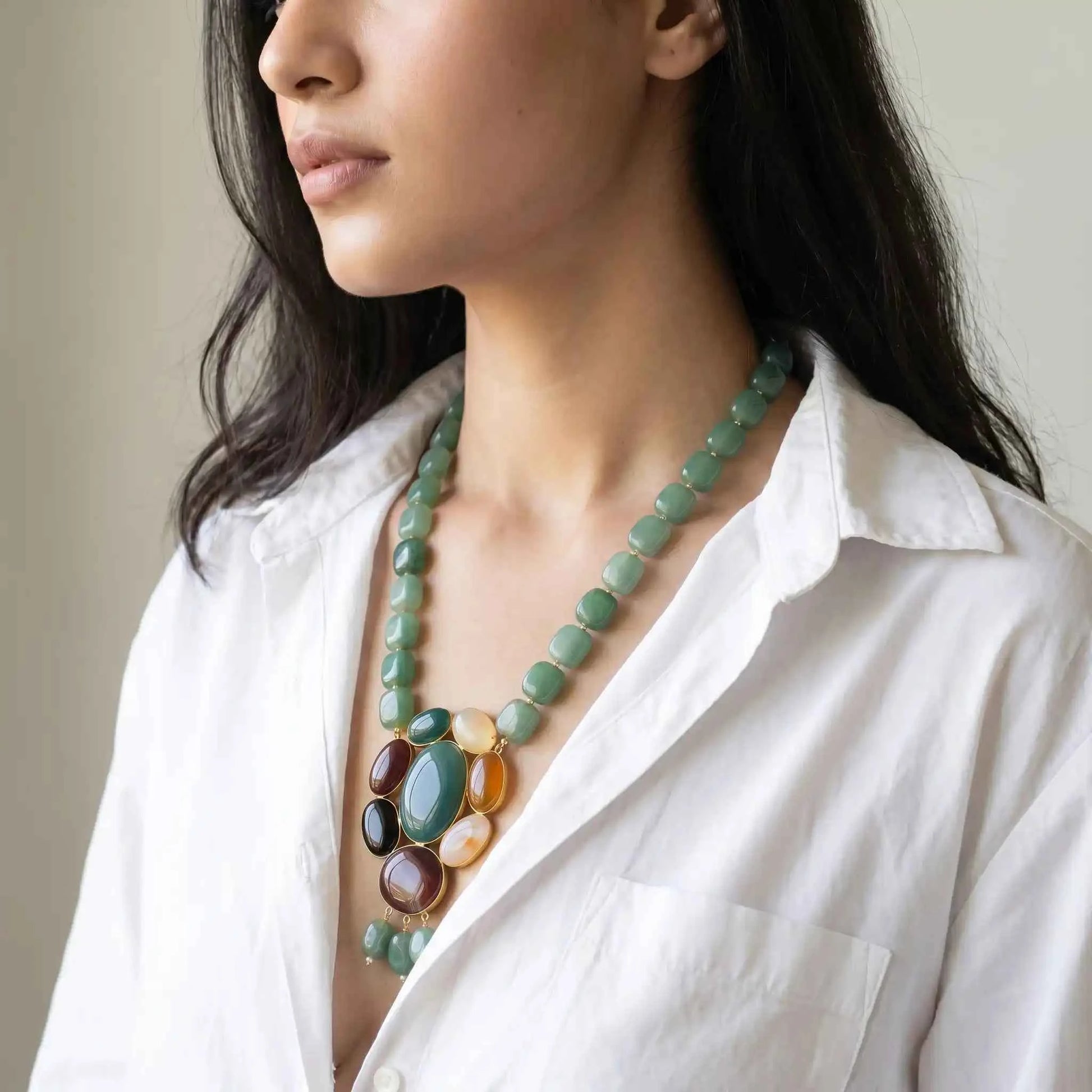 Zareen Green Statement Necklace