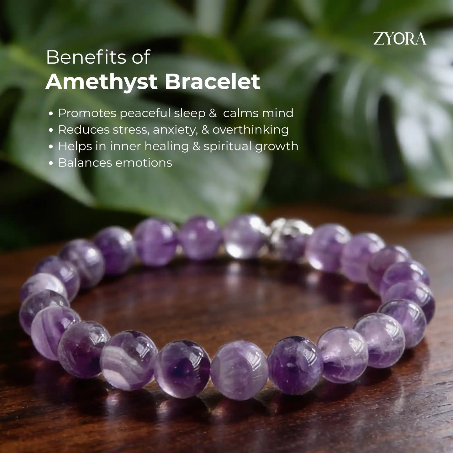 Natural Amethyst Bracelet- For Calm Sleep & Stress Relief