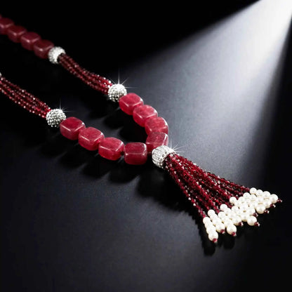 Ruby Onyx Tassel Necklace