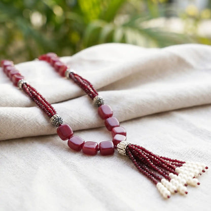 Ruby Onyx Tassel Necklace