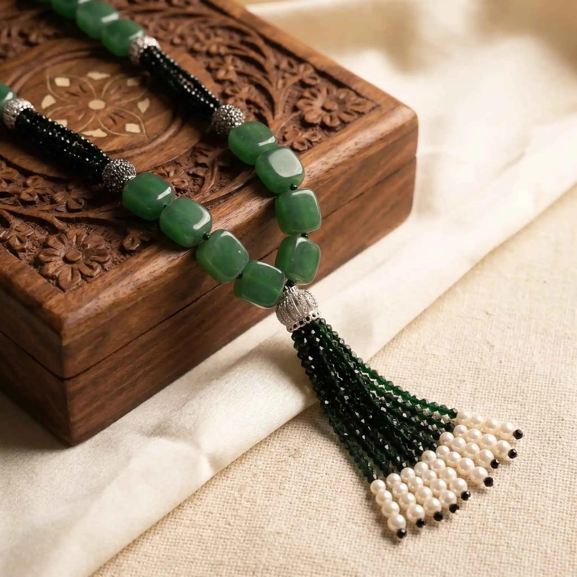 Naksh Green Onyx Tassel Necklace