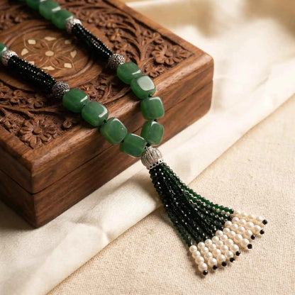 Naksh Green Onyx Tassel Necklace