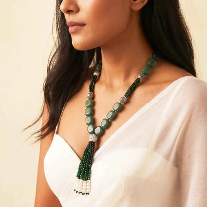Naksh Green Onyx Tassel Necklace
