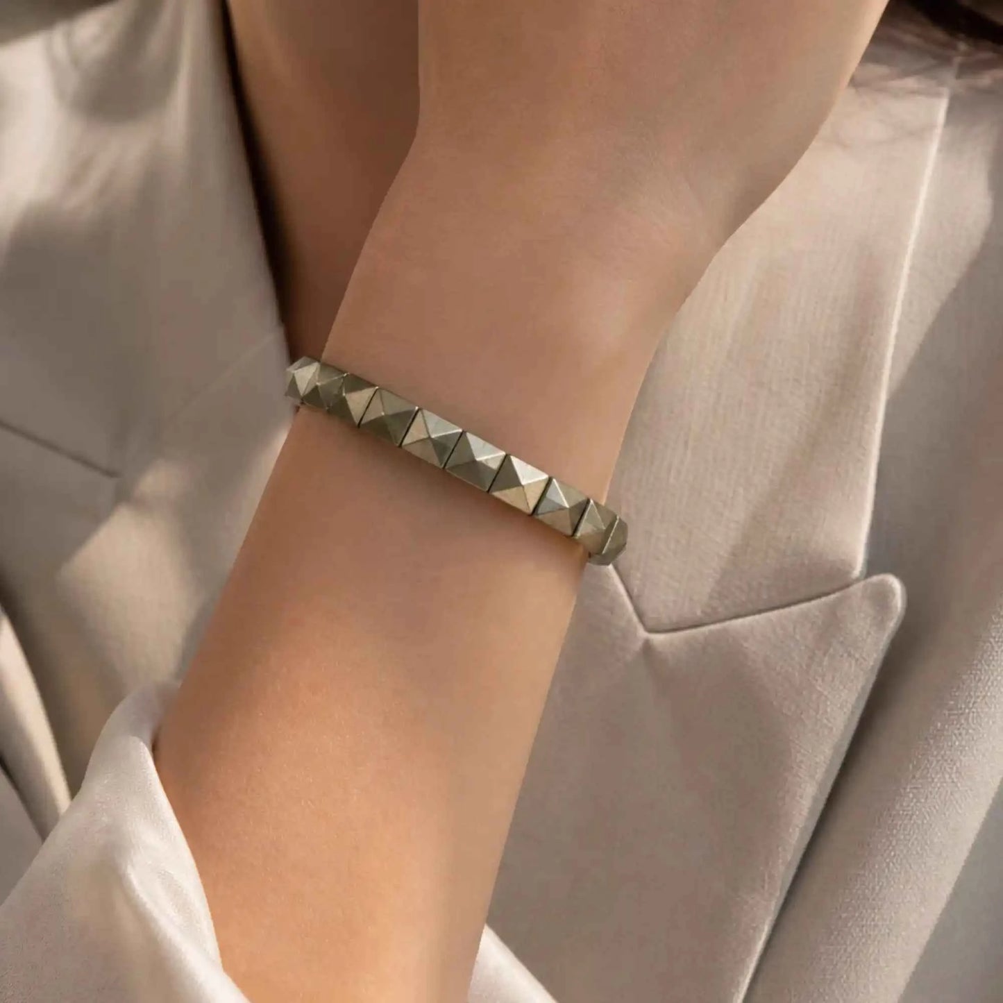 Pyrite Pyramid Bracelet – Natural Wealth & Success Stone Bracelet