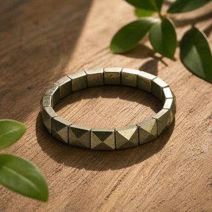 Pyrite Pyramid Bracelet – Natural Wealth & Success Stone Bracelet