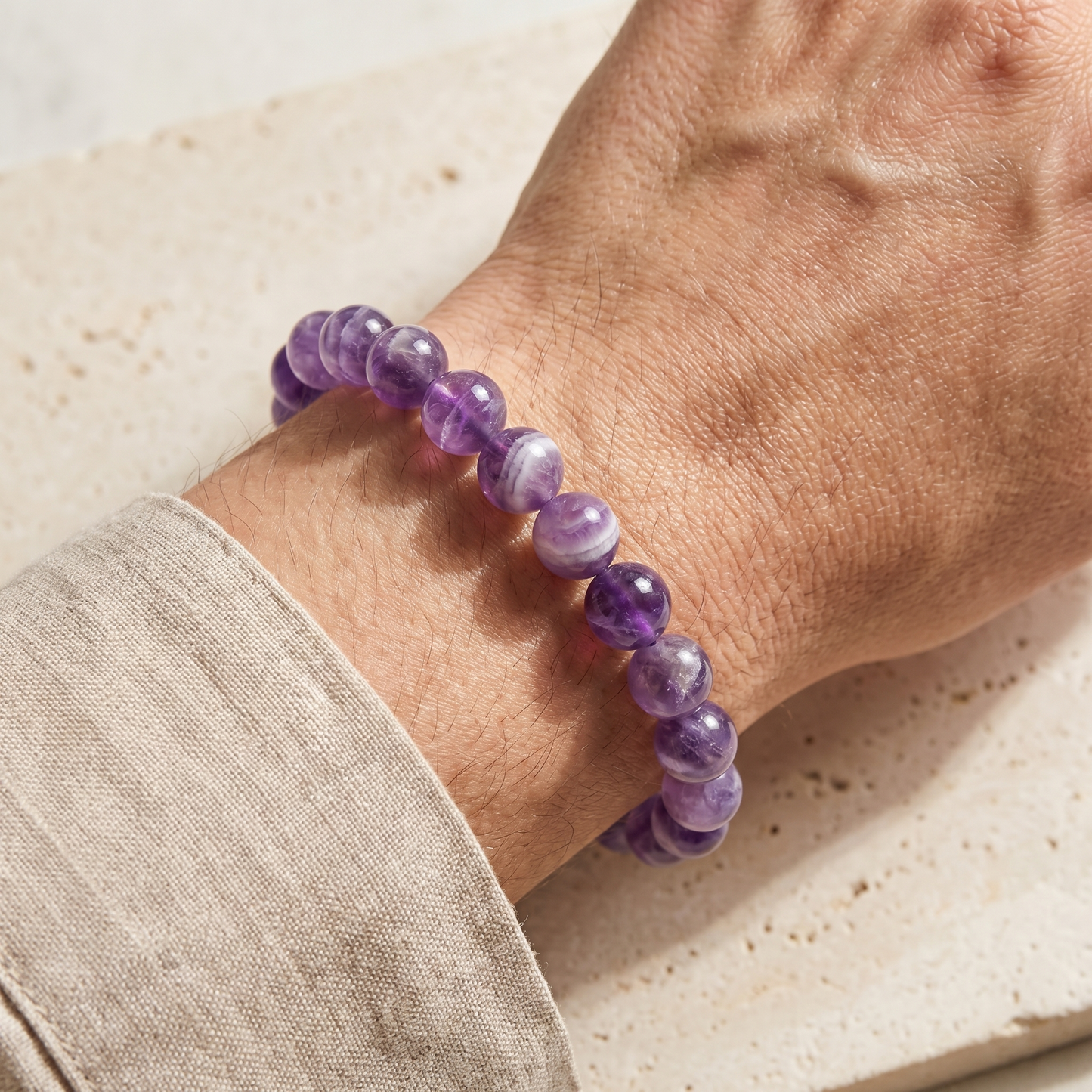 Natural Amethyst Bracelet- For Calm Sleep & Stress Relief
