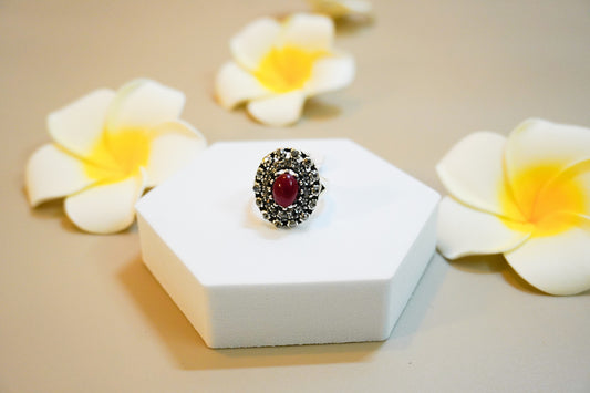Maroon Oxidised Ring-Jewllery-Zyora