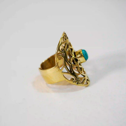 Turquoise Carved Ring