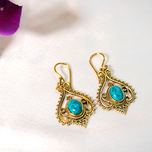 Turquoise Crown Earrings