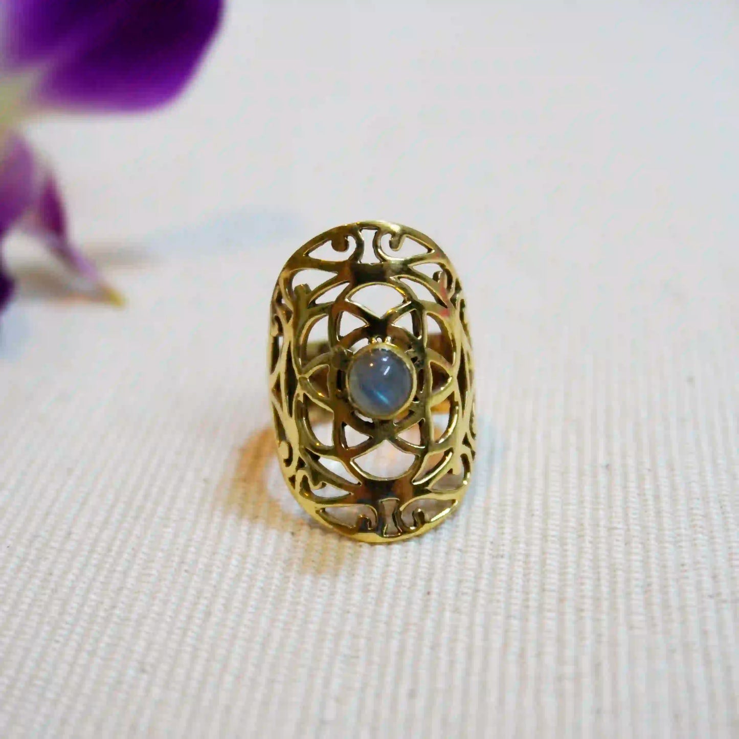 Labradorite Carved Ring