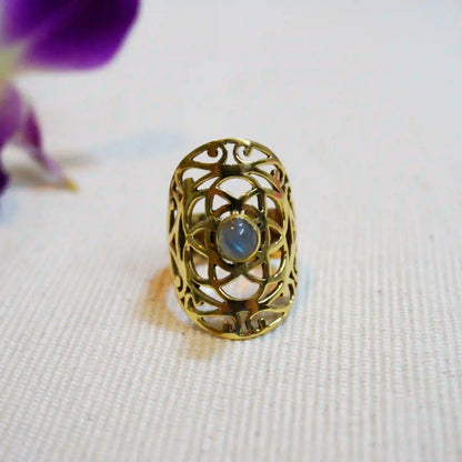Labradorite Carved Ring