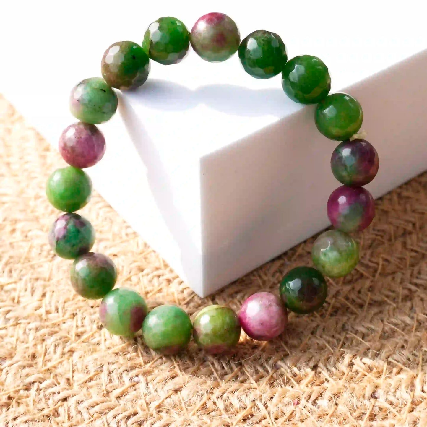 Heart & Crown Faceted  Ruby Zoisite Bracelet