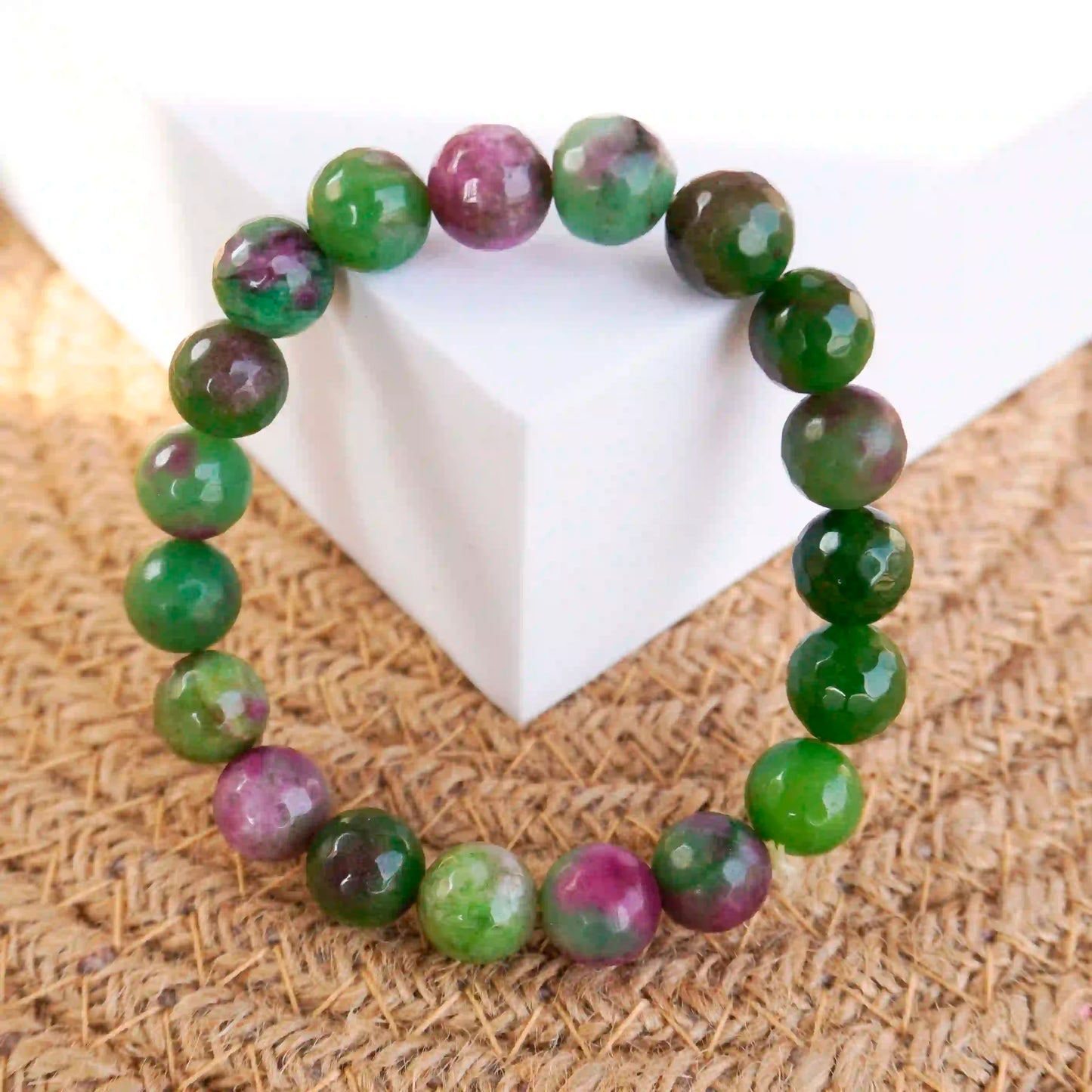 Heart & Crown Faceted  Ruby Zoisite Bracelet
