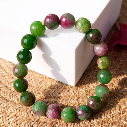 Heart & Crown Faceted  Ruby Zoisite Bracelet