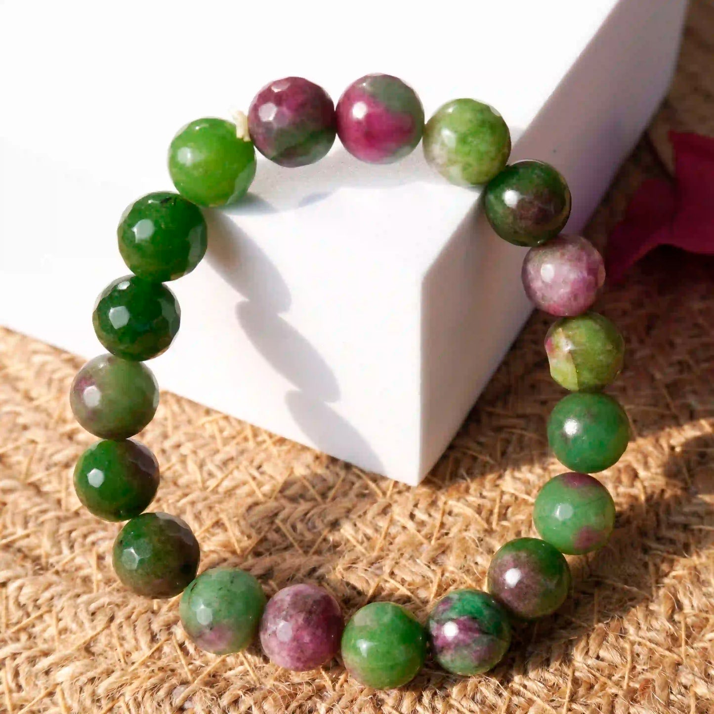 Heart & Crown Faceted  Ruby Zoisite Bracelet