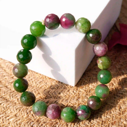Heart & Crown Faceted  Ruby Zoisite Bracelet