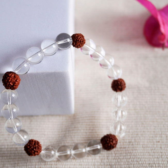 Clear Quartz Rudraksha Bracelet
