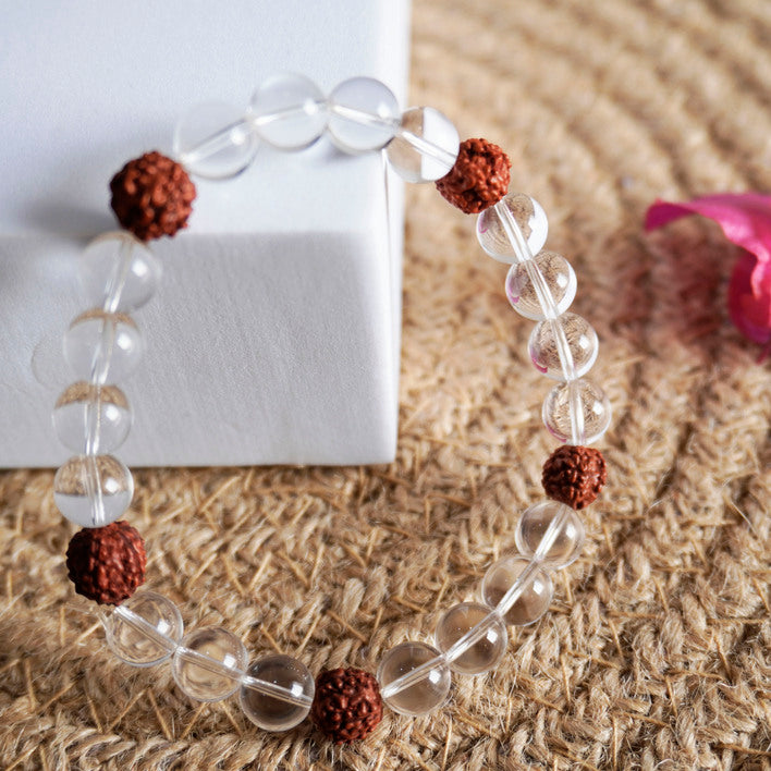 Clear Quartz Rudraksha Bracelet