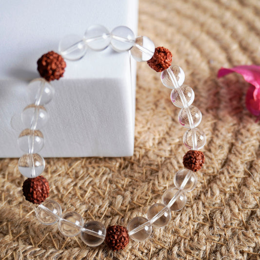 Clear Quartz Rudraksha Bracelet