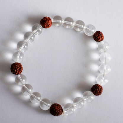 Clear Quartz Rudraksha Bracelet