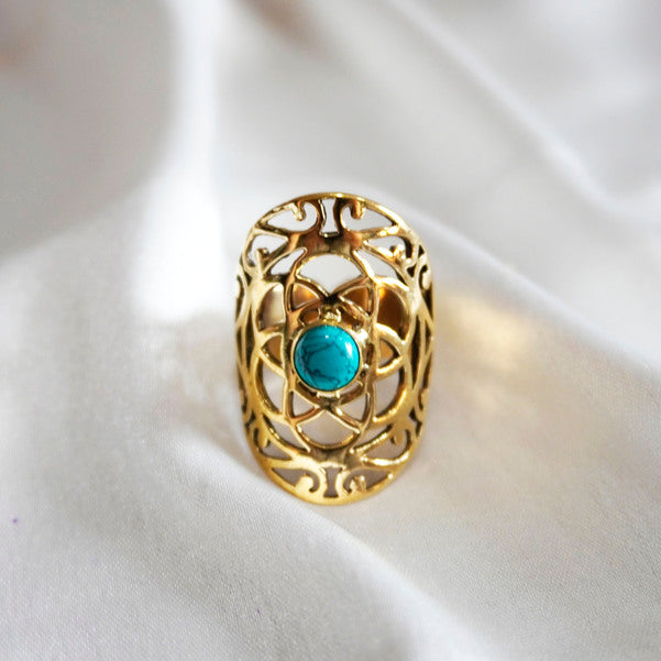 Turquoise Carved Ring