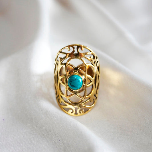 Turquoise Carved Ring